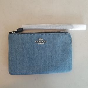 Coach Corner Zip Wallet Blue Demin